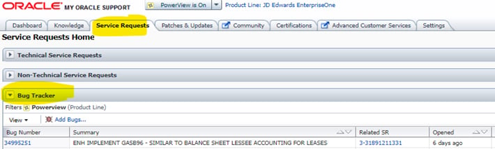 Bug Tracker in My Oracle Support 2