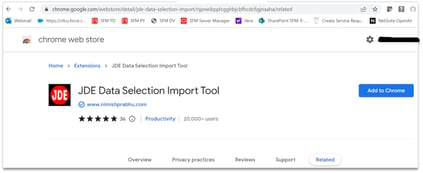 JDE Data Selection Import Tool