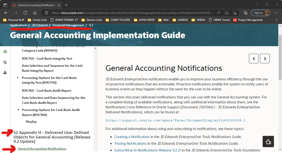 JDE General Accounting Guide Appendix