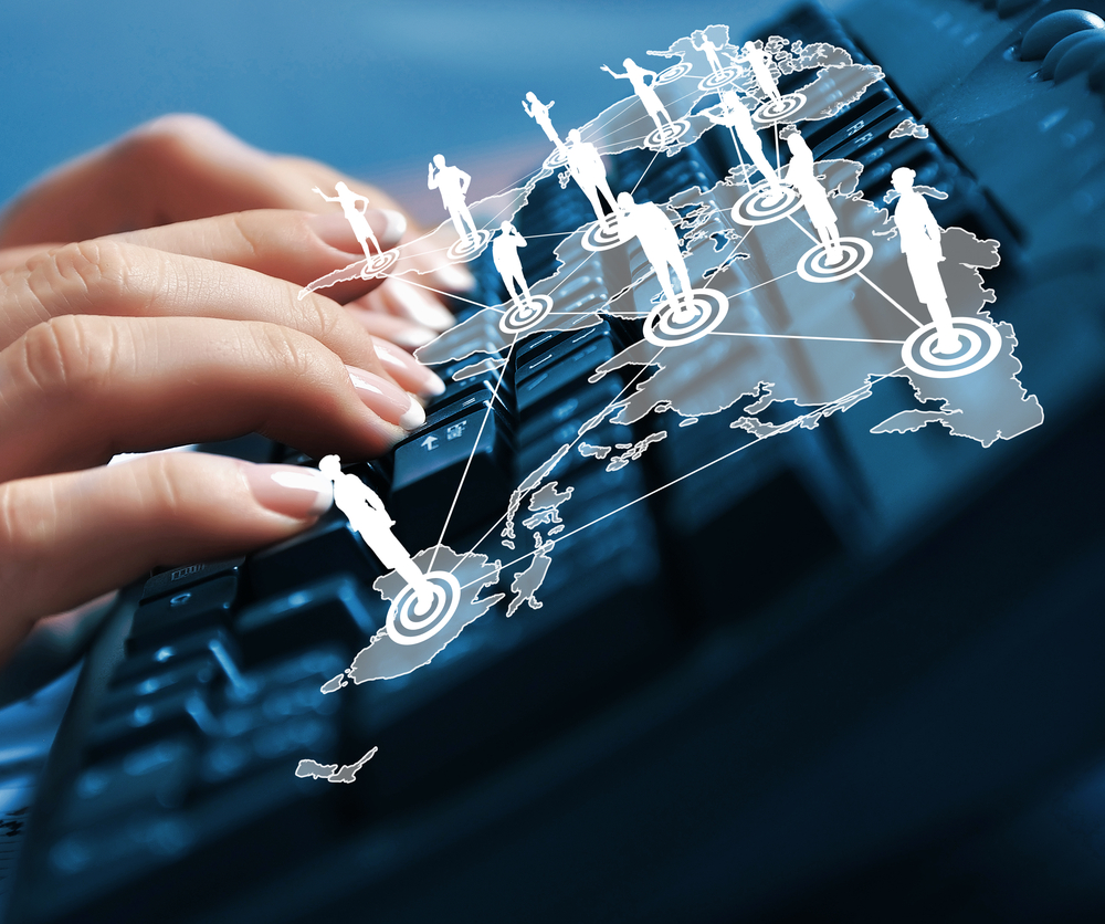 Computer keyboard and multiple social media images Computer keyboard and multiple social media images